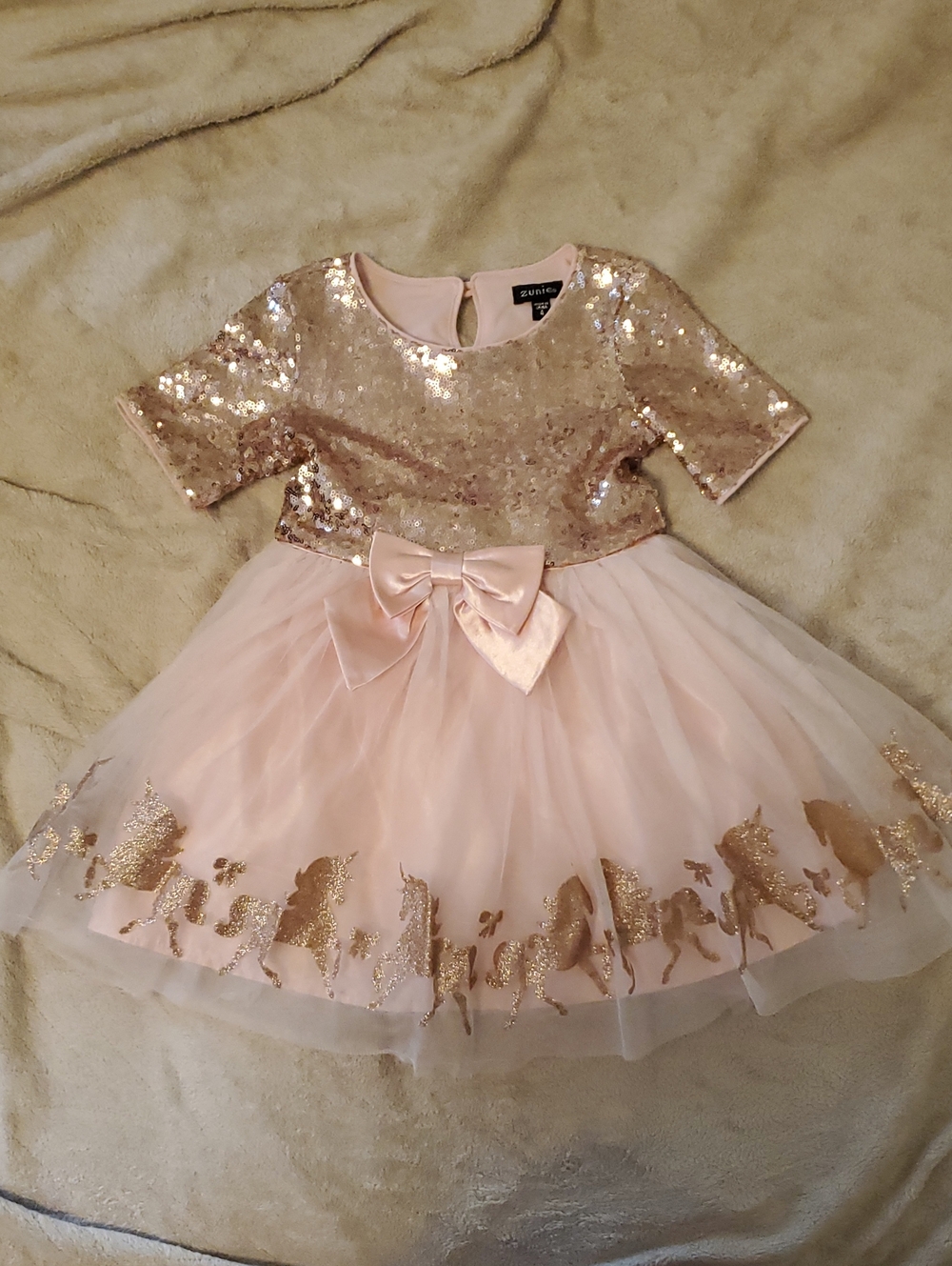 Rose Gold Sequin Tulle Unicorn Dress